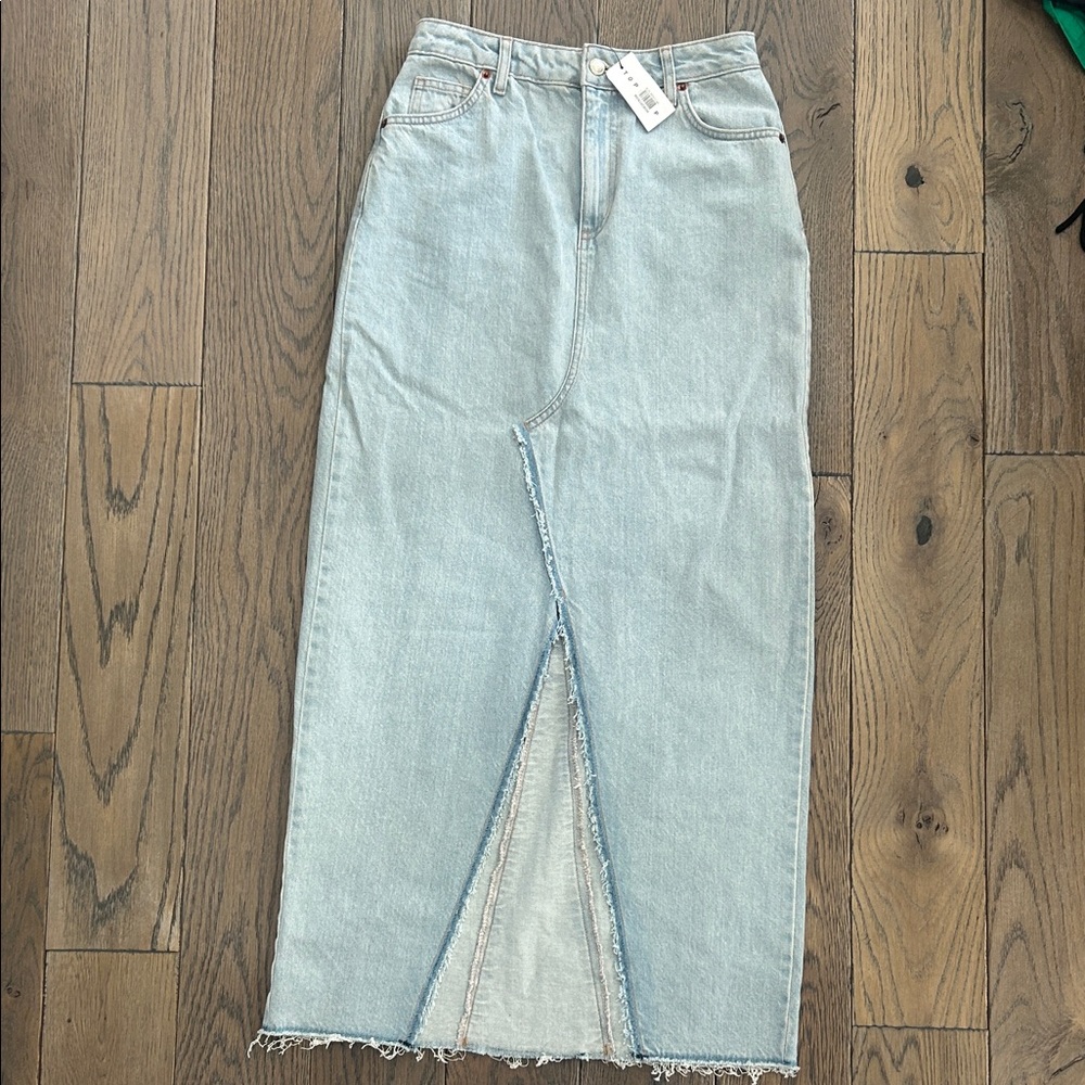Topshop Light Blue Denim Maxi Skirt